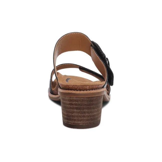 Heel of Women's Aetrex Tatiana Heeled Sandal in Black leather