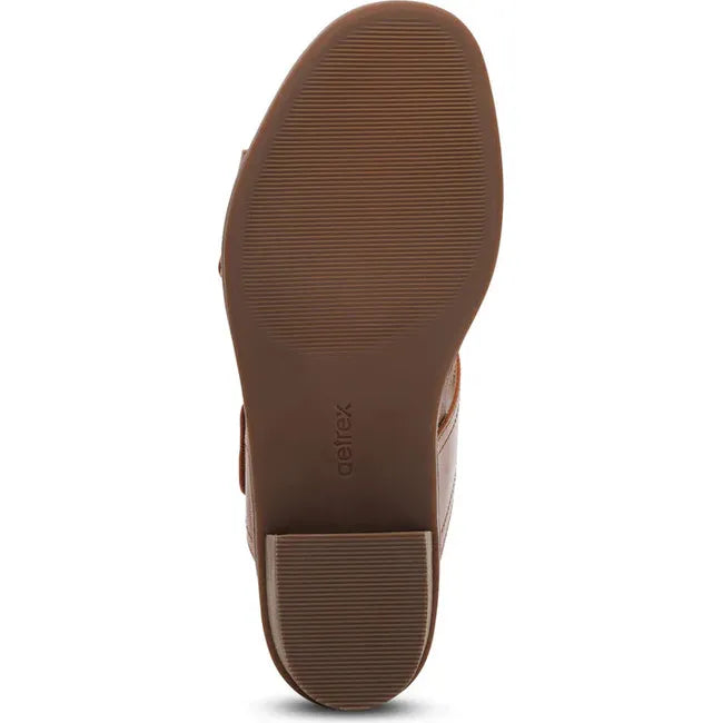 Sole of Women's Aetrex Tatiana Heeled Sandal in Cognac