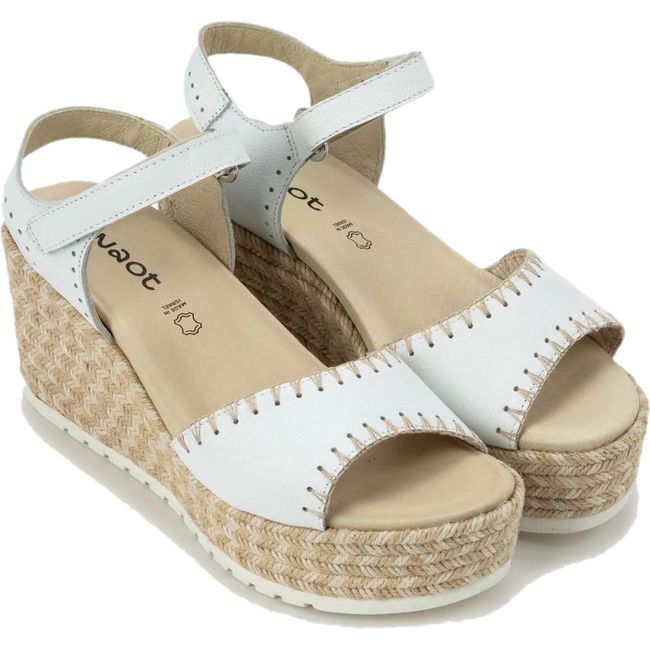 Pair of Women's Naot Blanes Wedge Sandal in White Leather
