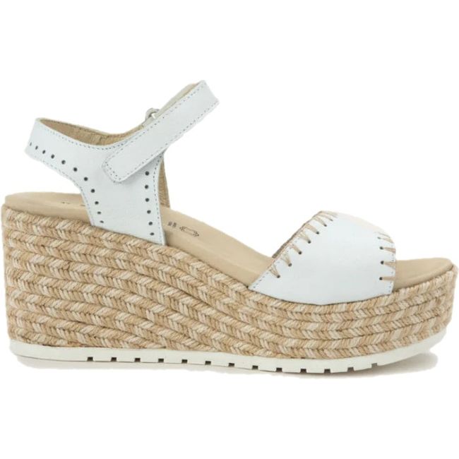 Lateral side of Women's Naot Blanes Wedge Sandal in White Leather