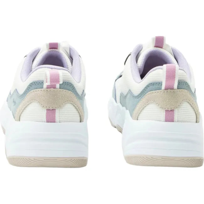 Heels of Women&#39;s Alegria Boom Joy Sneakers beige with blue, green and pink accents
