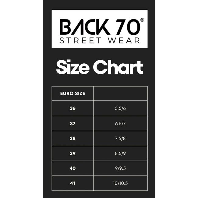 Back 70 size chart