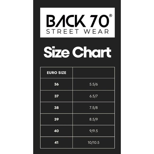 Back 70 Women's Size Chart
