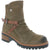 Front angled view of Women's Biza Wanda Boot in olive green suede with tan midsole and block heel