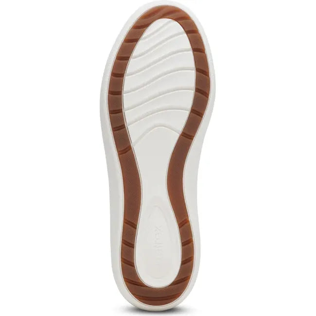 White sole of Women's Aetrex Erica Mary Jane Shoe in Black leather upper