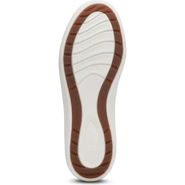 White sole of Women's Aetrex Erica Mary Jane Shoe in Tan leather upper