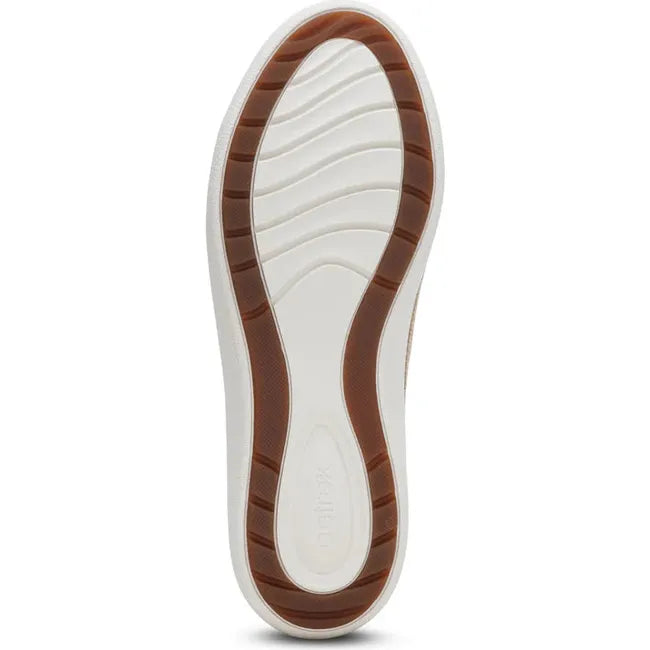 White sole of Women's Aetrex Charlotte Arch Support Sneaker in White leather upper