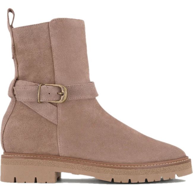 Lateral view of Naot Women's Chalmers Boot in almond suede