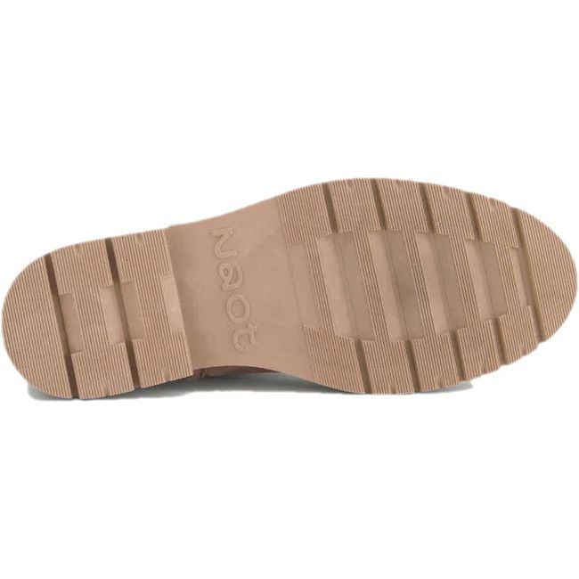 Sole view of Naot Women's Chalmers Boots in almond suede upper and beige sole
