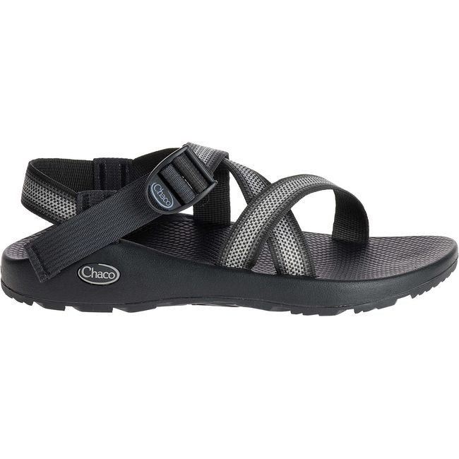 Lateral side of Women&#39;s Chaco Z/1 Classic Sandal in Split Gray and black with adjustable straps
