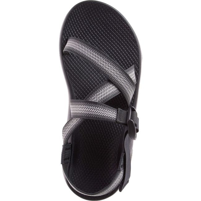 Top down view of Women&#39;s Chaco Z/1 Classic Sandal in Split Gray and black with adjustable straps