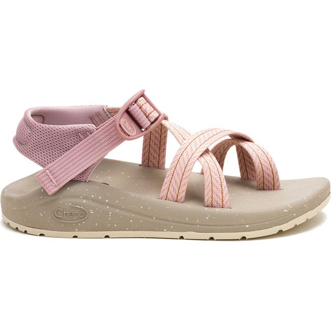 Lateral side of Women's Chaco Cushz T-Loop Extra Cushioned Sandal in Frond Pink Salt