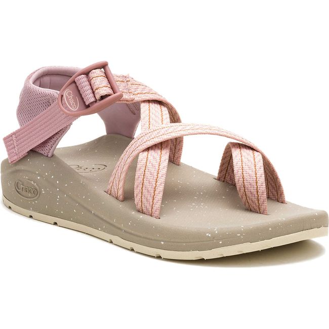 Front angled view of Women's Chaco Cushz T-Loop Extra Cushioned Sandal in Frond Pink Salt