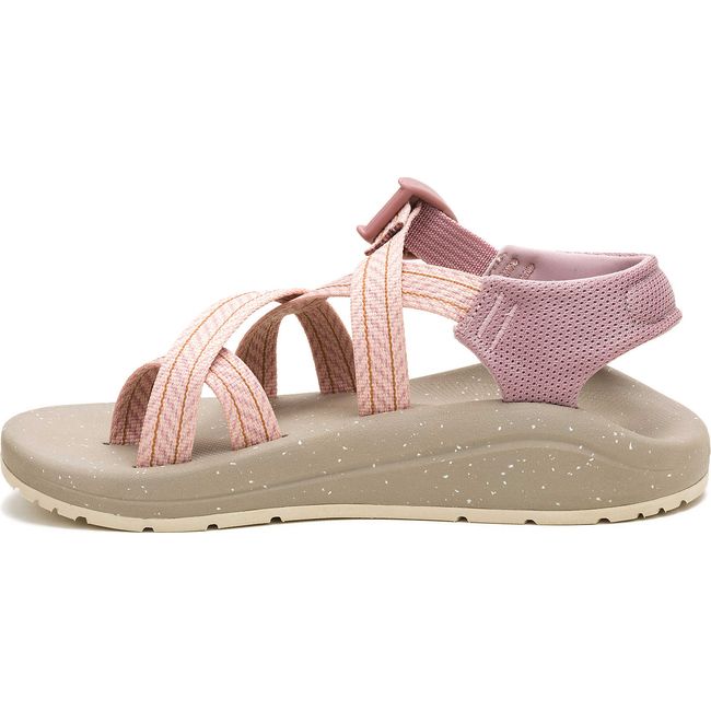 Medial side of Women's Chaco Cushz T-Loop Extra Cushioned Sandal in Frond Pink Salt