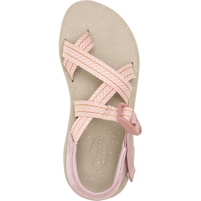 Top down view of Women's Chaco Cushz T-Loop Extra Cushioned Sandal in Frond Pink Salt