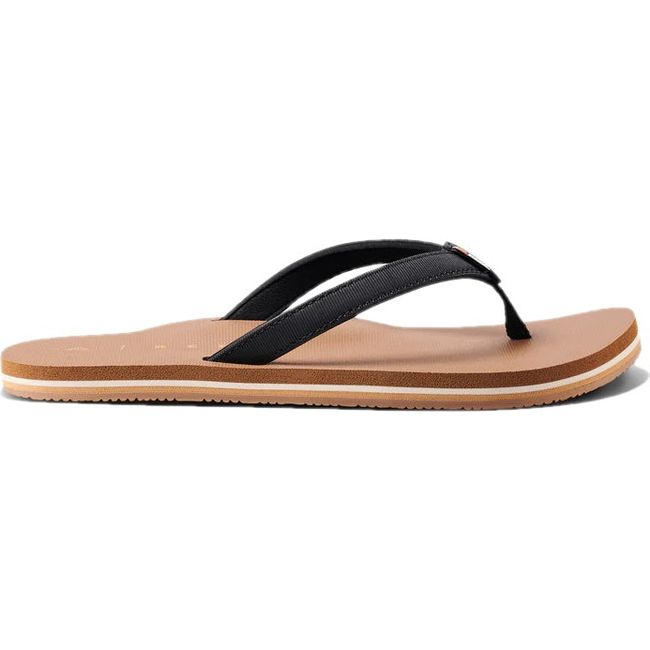 Lateral side of Women's Reef Solana Flip Flop Sandal in Black and Tan