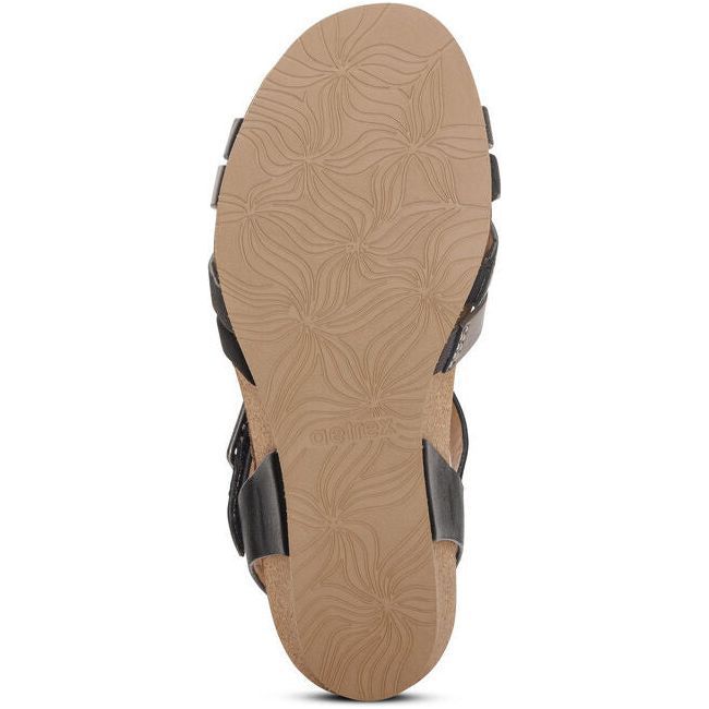 Aetrex Women's Noelle Wedge Sandal Black CK140W