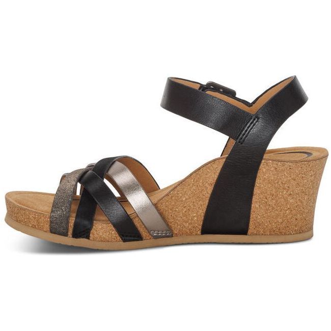 Aetrex Women's Noelle Wedge Sandal Black CK140W