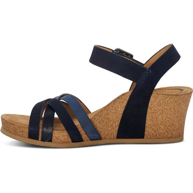 Medial side of Women's Aetrex Noelle Arch Support Wedge Sandal in Ivory 