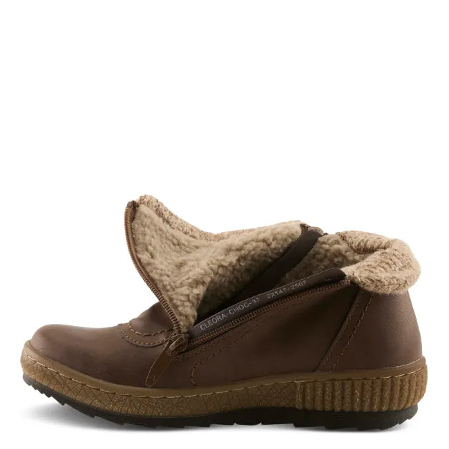 Faux fur lining of Spring Step Women's Relife Cleora Boot in chocolate brown with zipper