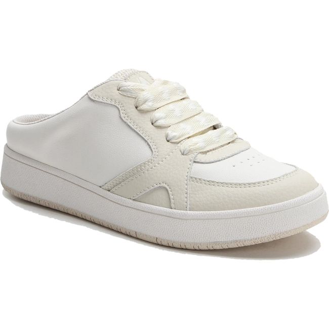 Front angled view of Alegria Women's Celeste Slide in Vanilla White