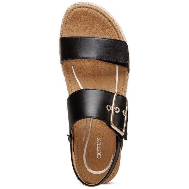 Aetrex Women's Vania Platform Sandal Black CP100