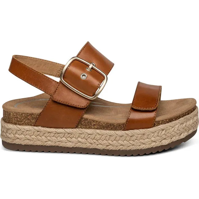 Medial side of Women's Aetrex Vania Arch Support Platform Sandal in cognac brown
