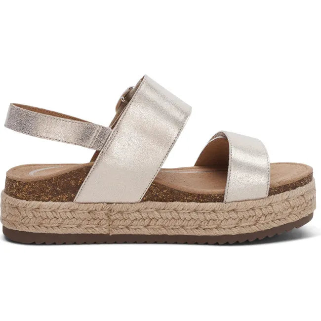 Medial side of Women's Aetrex Vania Arch Support Platform Sandal in champagne