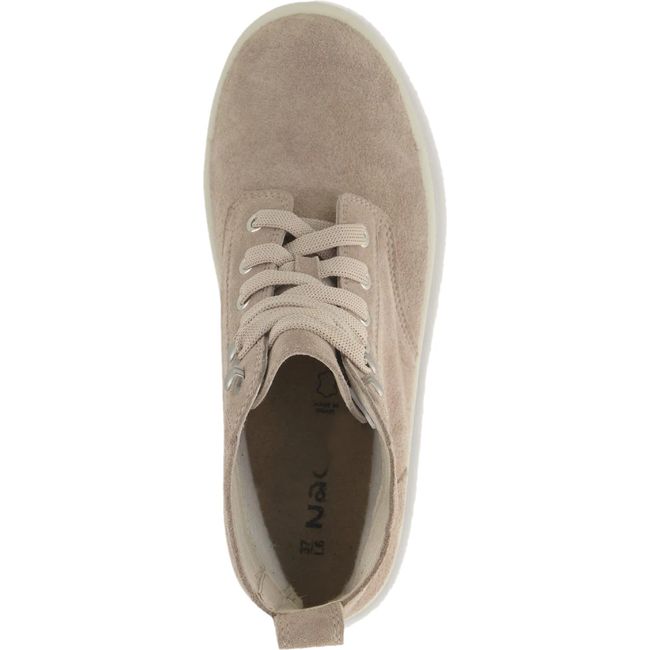 Top down view Naot Women's Canoe Boot in almond suede
