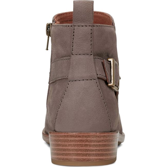 Heel of Women's Cobb Hill Nessa Ruched Bootie in Medium Gray with interior side zipper