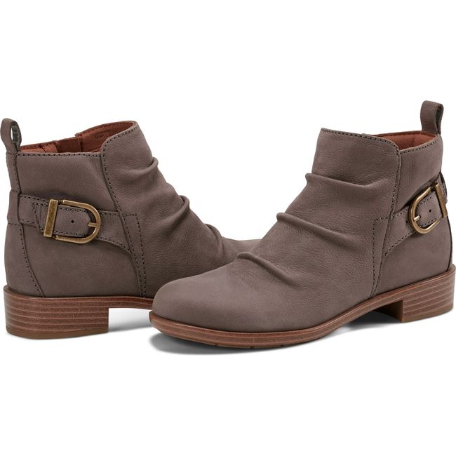 Pair of Women's Cobb Hill Nessa Ruched Booties in Medium Gray