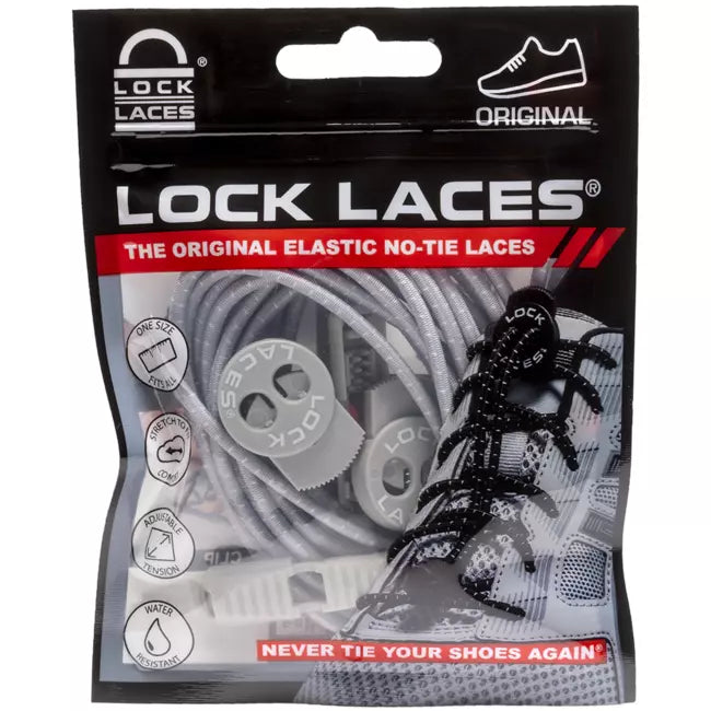 Lock Laces Cool Gray No Tie Shoelaces