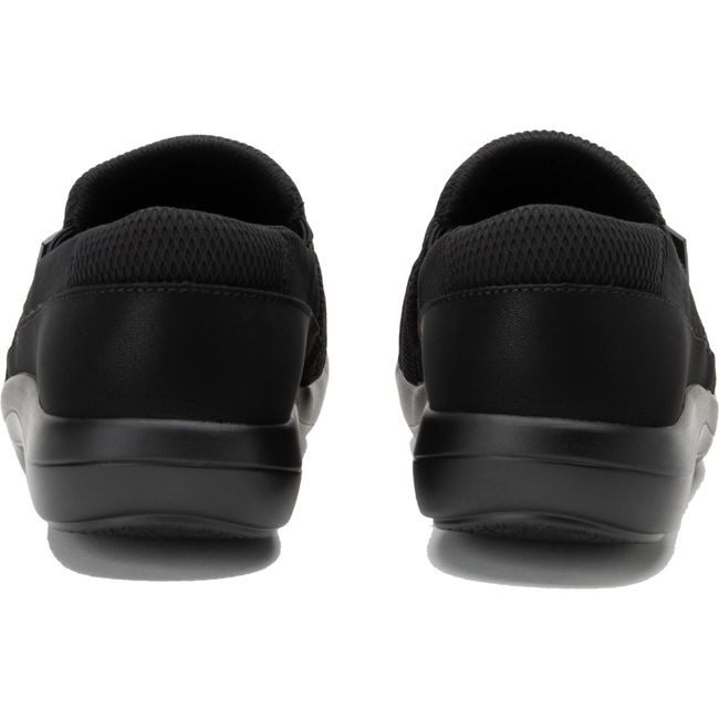 Heels of a pair of Women's Alegria Duette slip on shoes in black vegan leather