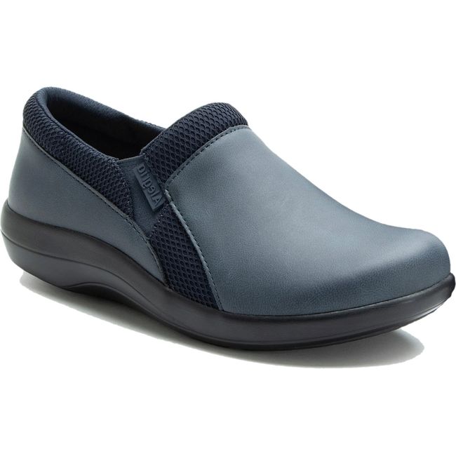 Front angled view of Alegria Women's Duette Shoe in Washed Navy
