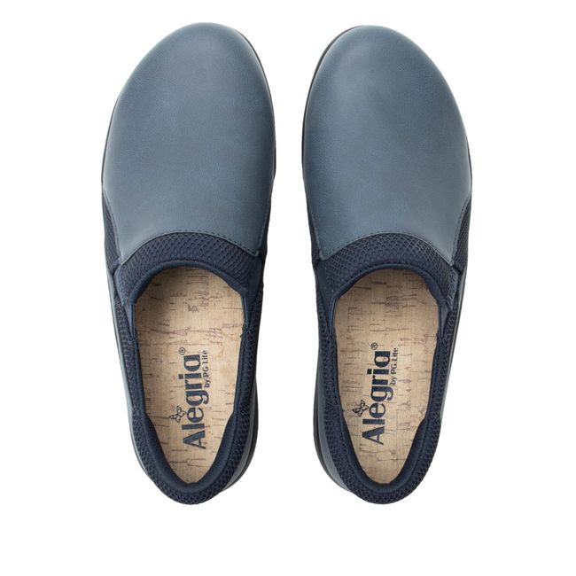 Slip on upper of Alegria Women's Duette Shoes in Washed Navy