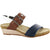 Angled view of Women's Naot Dynasty Wedge Sandal in soft ink/soft chestnut leather