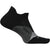 Medial side of Women's Feetures Elite Light Cushion No Show Tab Sock in black with gray accents