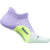 Medial side of lavender Womens Feetures Elite Max Cushion Low Cut Sock. Neon green and mint accents