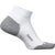 Medial side of Women's Feetures Elite Max Cushion Low Cut Sock in white with gray toe and heel