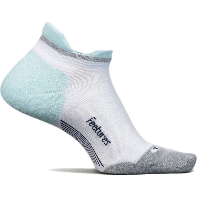 Feetures Unisex Elite Max Cushion No Show Tab Sock White Sky EC5010681