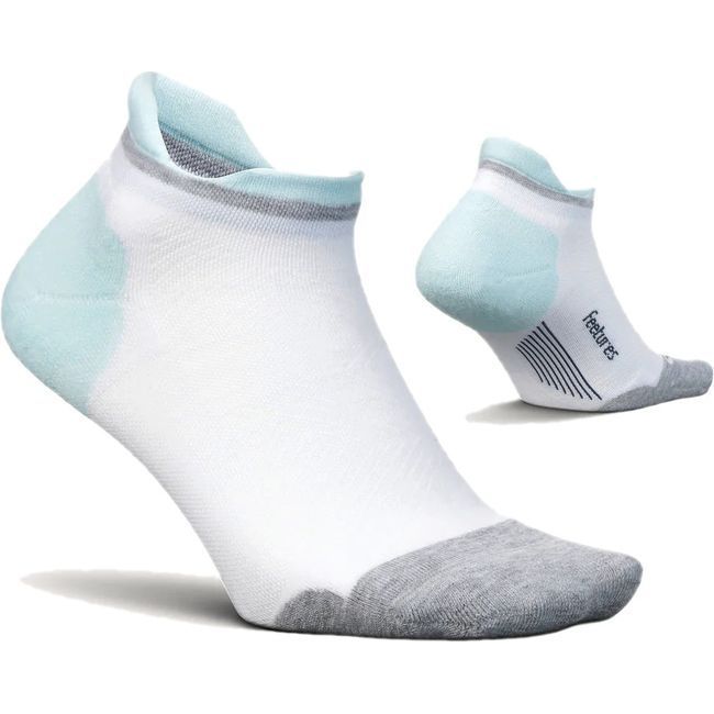 Feetures Unisex Elite Max Cushion No Show Tab Sock White Sky EC5010681