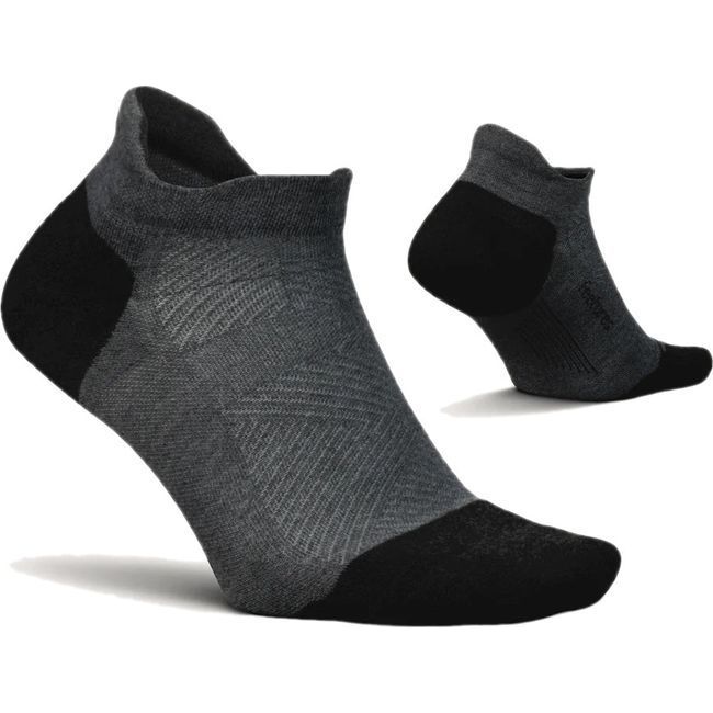 Feetures Unisex Elite Max Cushion No Show Tab Socks Gray EC504160