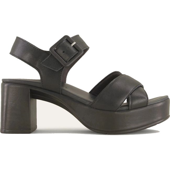 Lateral view of Naot Women's Elite Heel Sandal in black leather