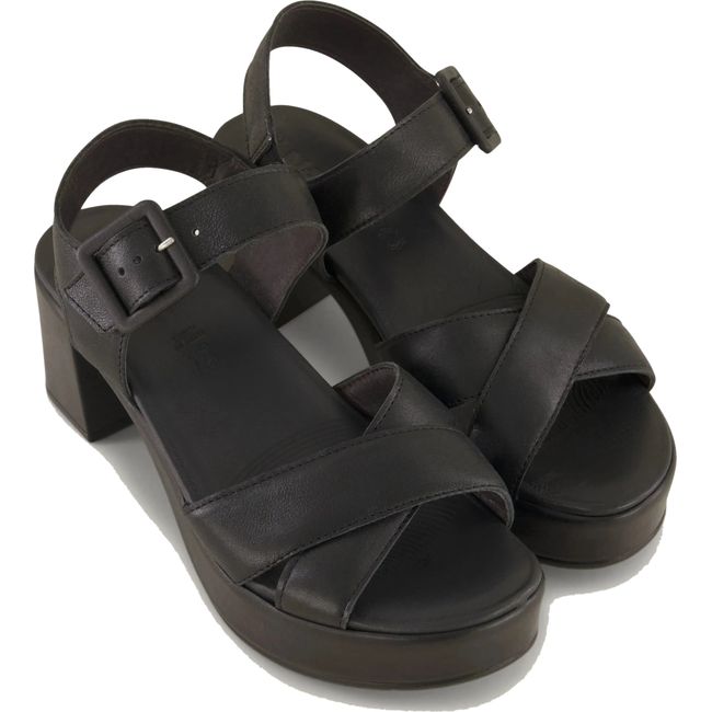 Pair view of Naot Women's Elite Heel Sandals in black leather
