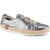 Front angled view of Women's Spring Step Eloya Shoe in metallic blue leather