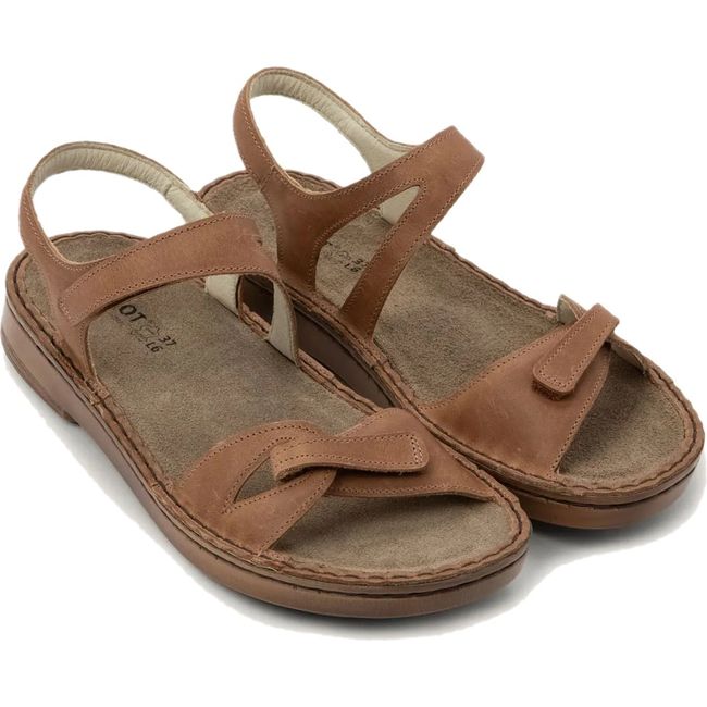 Pair of Naot Women's Evora Sandals in latte brown leather