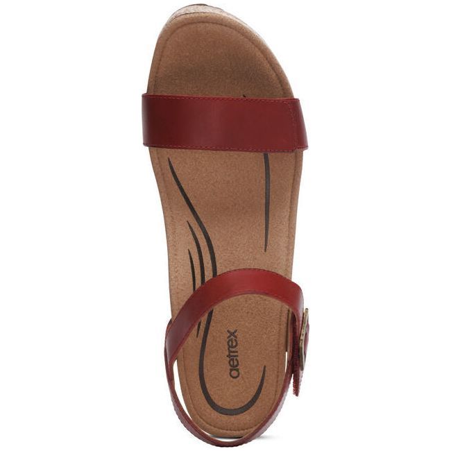 Aetrex Women's Sydney Wedge Sandal Red EW759W
