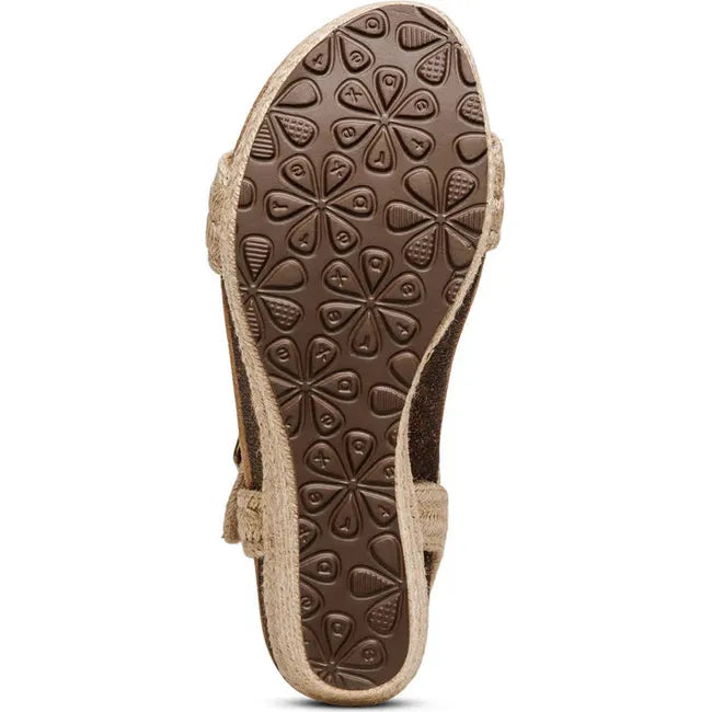 Sole of Women's Aetrex Sydney Espadrille Wedge Sandal in Jute