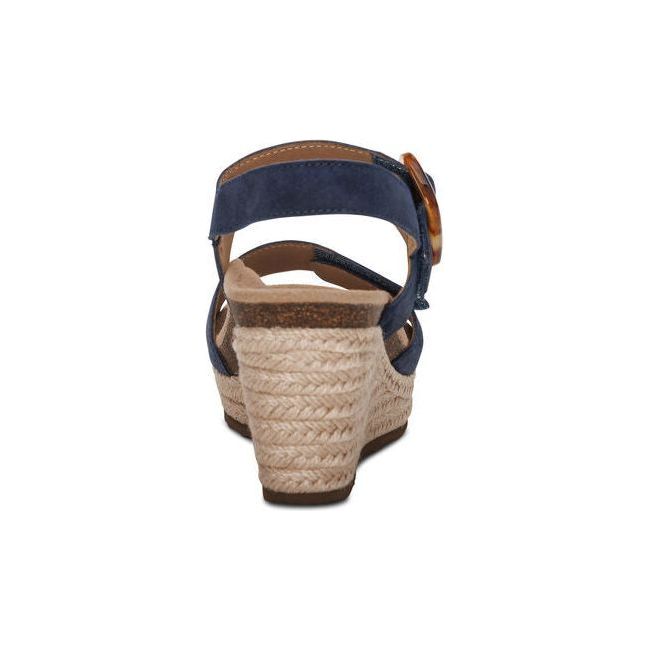 Aetrex Women&#39;s Ashley Wedge Sandal Navy EW791W