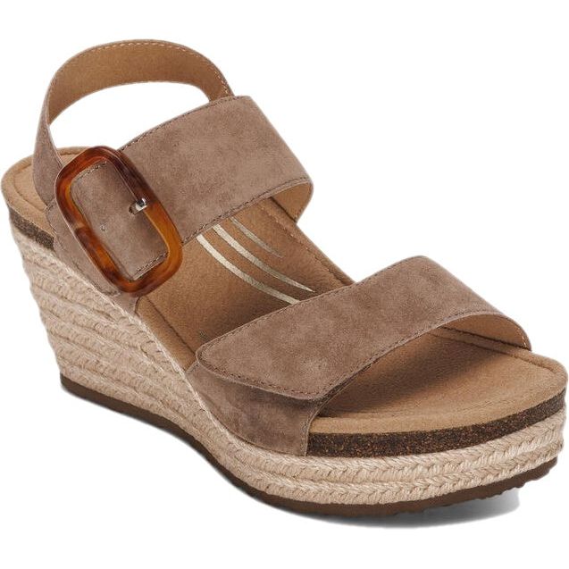 Aetrex Women&#39;s Ashley Wedge Sandal Taupe EW792W